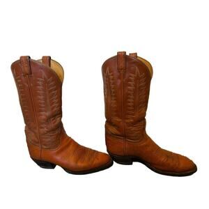 TONY LAMA BROWN BULL HIDE LEATHER ROUND TOE COWBOY WORK BOOTS #8057 MEN'S 9D